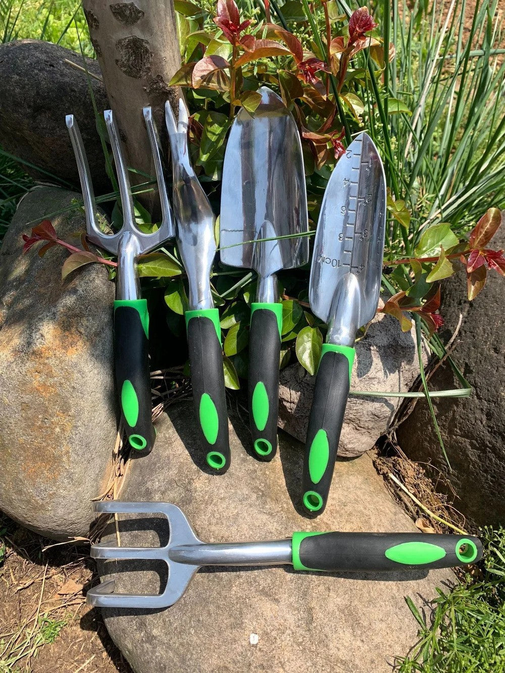LMcenter's Garden Supplies 9-piece Aluminum Alloy Set, Silicone Two-color Handle Shovel Gardening Tools
