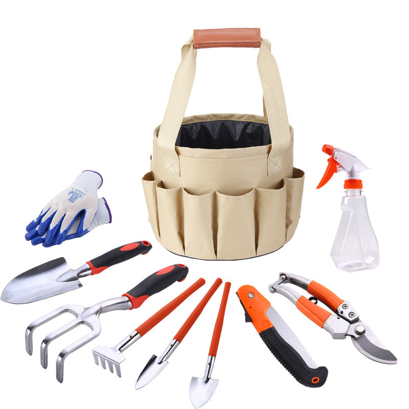 LM Center's Mini Bonsai Tools Gardening Hand Tools Kit with Tote Bag Elbow Branch Nail Rake Spade Spraying Pot for Gardeners