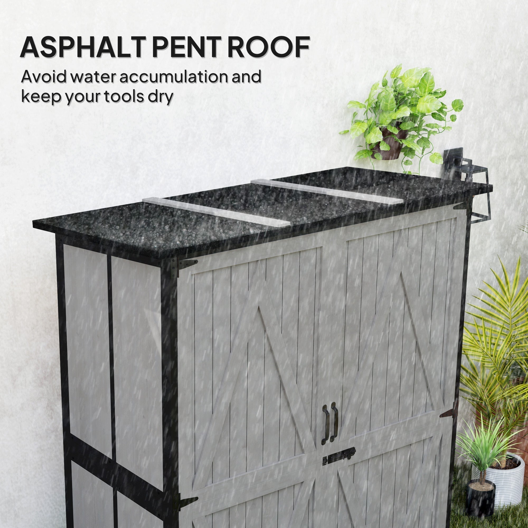 Outdoor Wooden Garden Storage Shed with Lockable Doors & Shelves - Decindoor